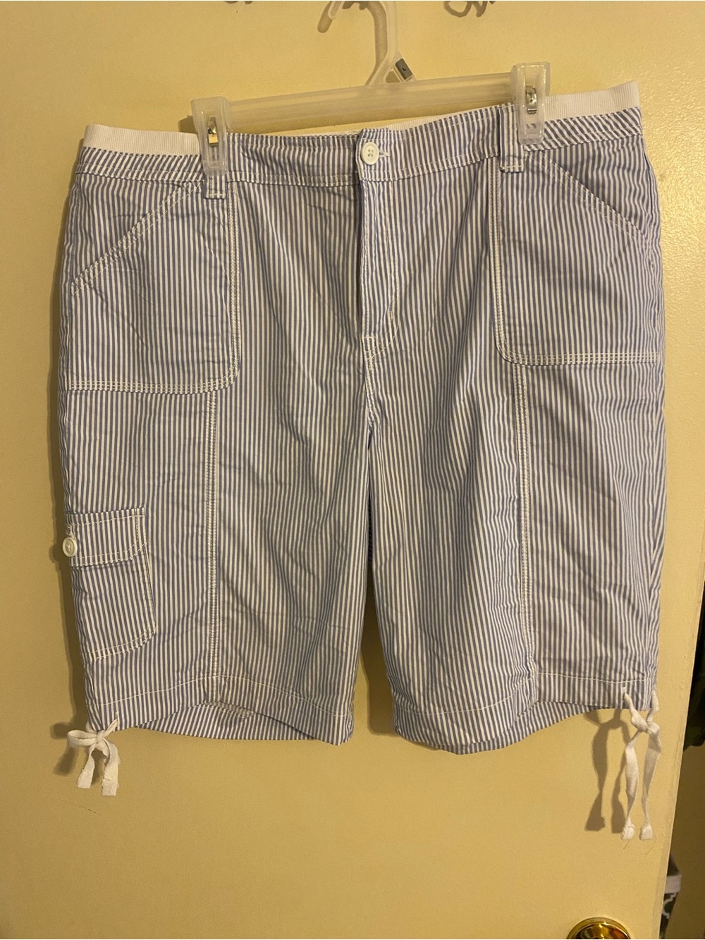 St. John's Bay Light Blue & White Striped Shorts